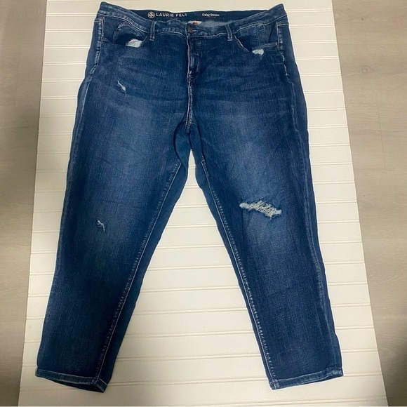 Laurie Felt Daisy Distressed Denim Ankle Straight Women’s Jeans Plus Size 20W - Picture 1 of 10